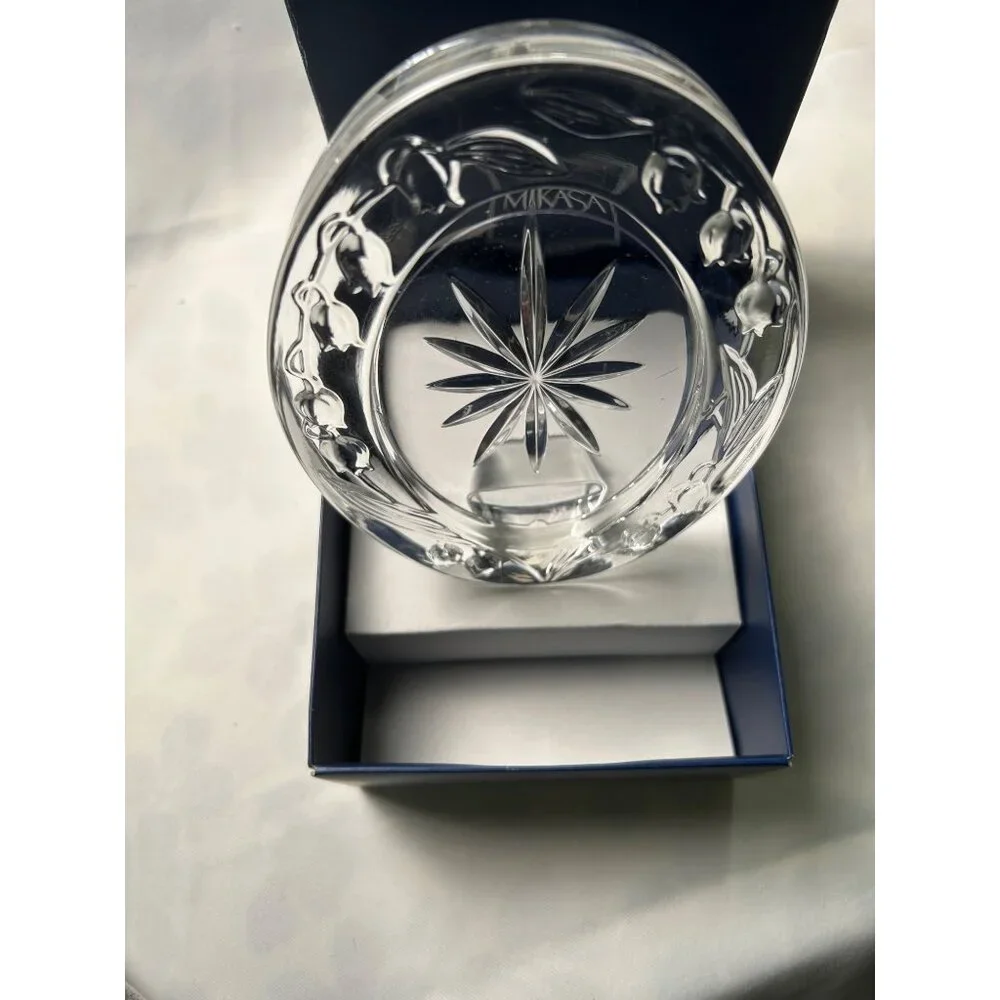 Mikasa Bridal Lily 5x6 Crystal Oval Photo Frame Japan Vintage Gift Box QQ320/576